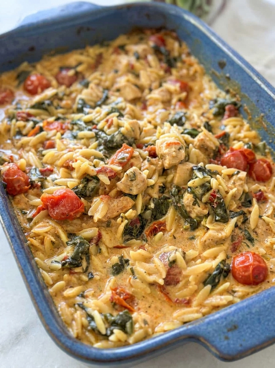 Creamy Chicken Orzo Bake