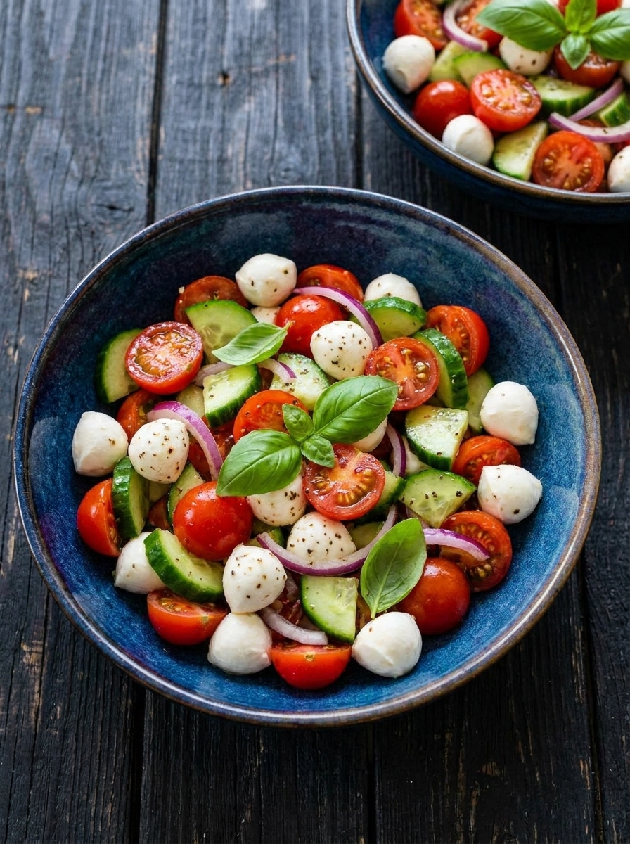 Fresh Cucumber Caprese Salad