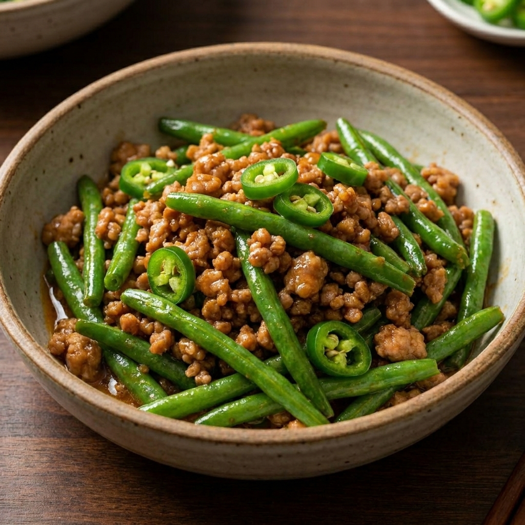 Spicy Ground Turkey and Green Bean Stir-Fry