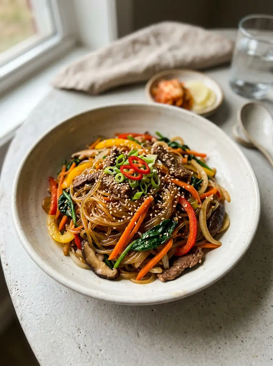 Japchae Korean Glass Noodles Stir-Fry (Sweet, Savory & Chewy Perfection)