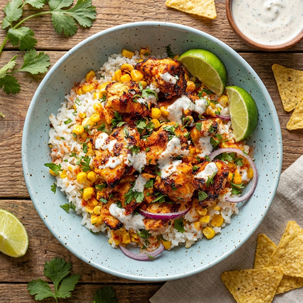 Street Corn Chicken Rice Bowl