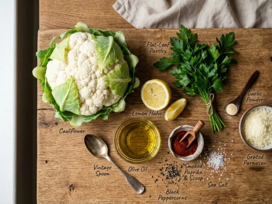 ingredients for Crispy Roasted Cauliflower