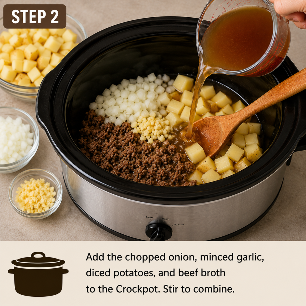 Crock Pot Hamburger Potato Soup: step 2