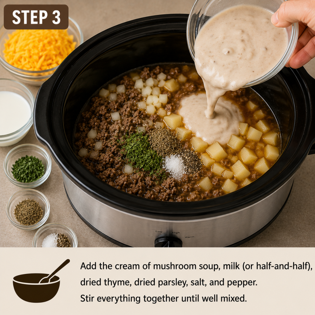 Crock Pot Hamburger Potato Soup: step 3
