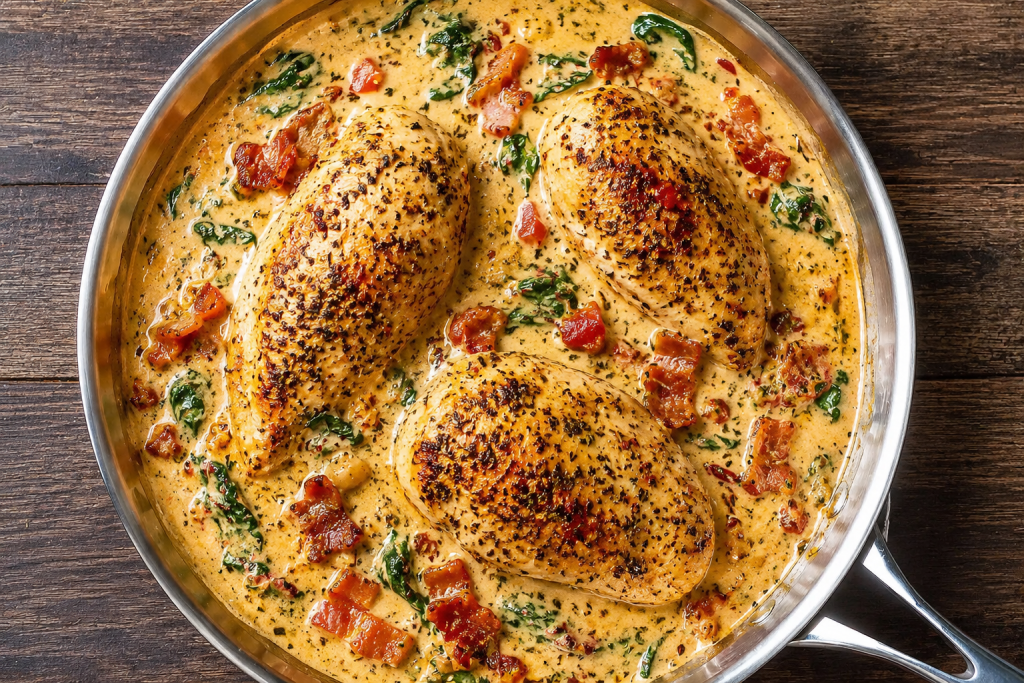Creamy Chicken with Bacon and Spinach
