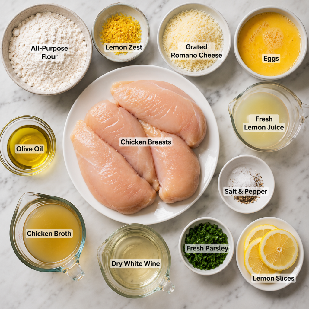 Ingredient layout for chicken recipe