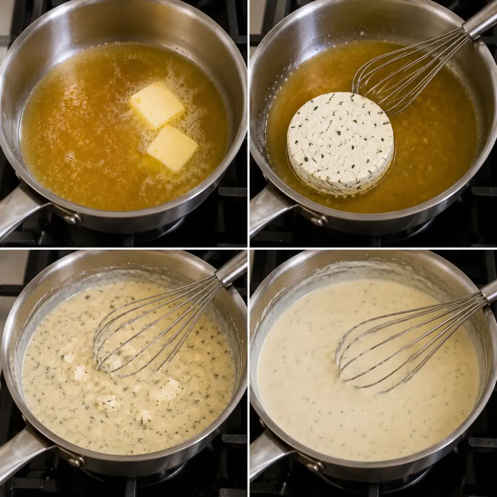 Herb-infused cream sauce process