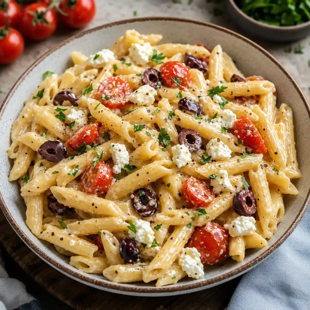 Greek Pasta with Feta & Olives