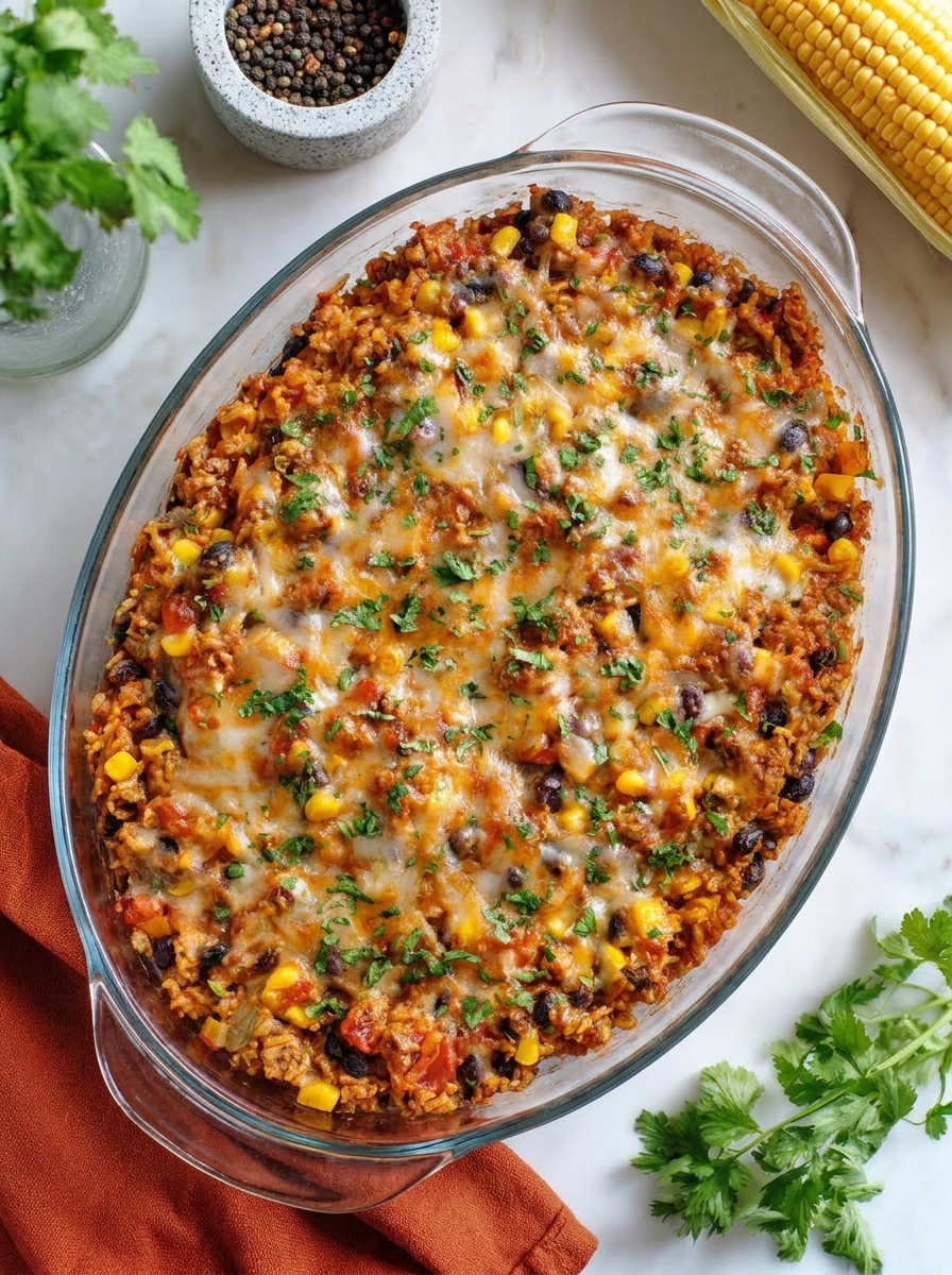 Cheesy Southwestern Ground Turkey Casserole