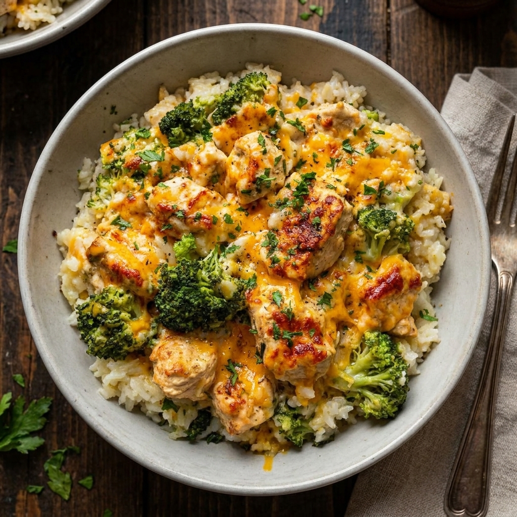 Crockpot Broccoli Cheddar Chicken and Rice