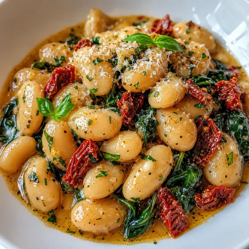 Tuscan Butter Beans with Spinach and Sun-Dried Tomatoes