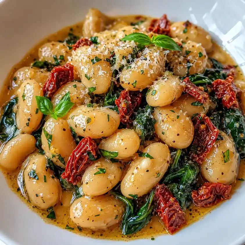 Tuscan Butter Beans with Spinach and Sun-Dried Tomatoes