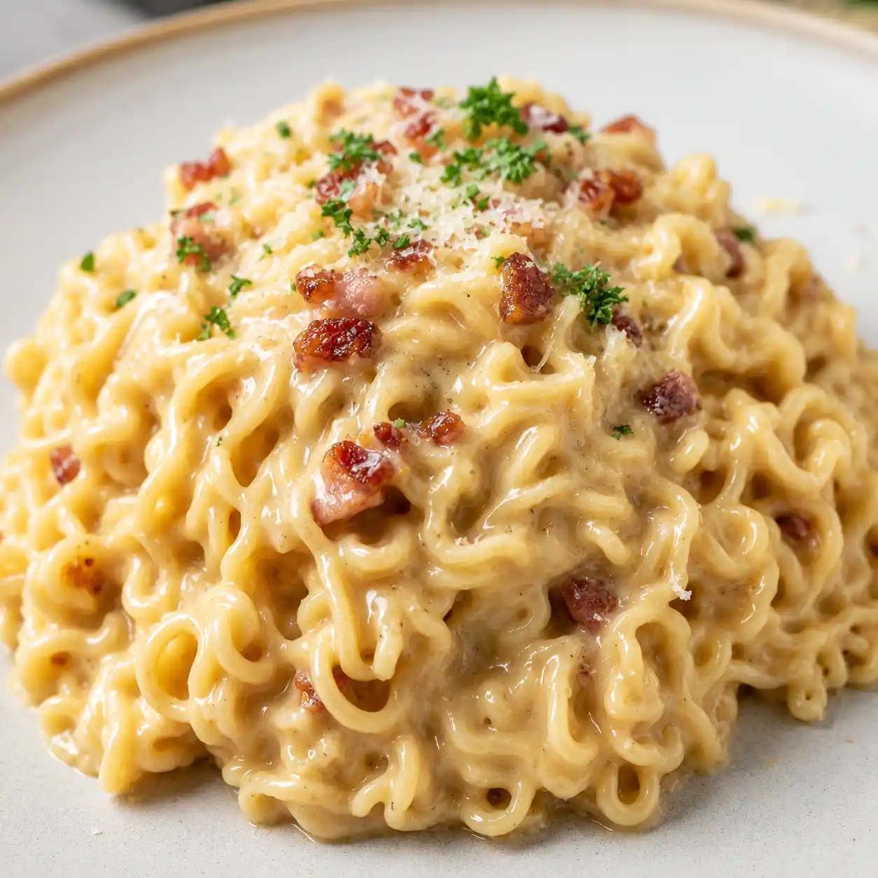 Creamy Ramen Carbonara Fusion