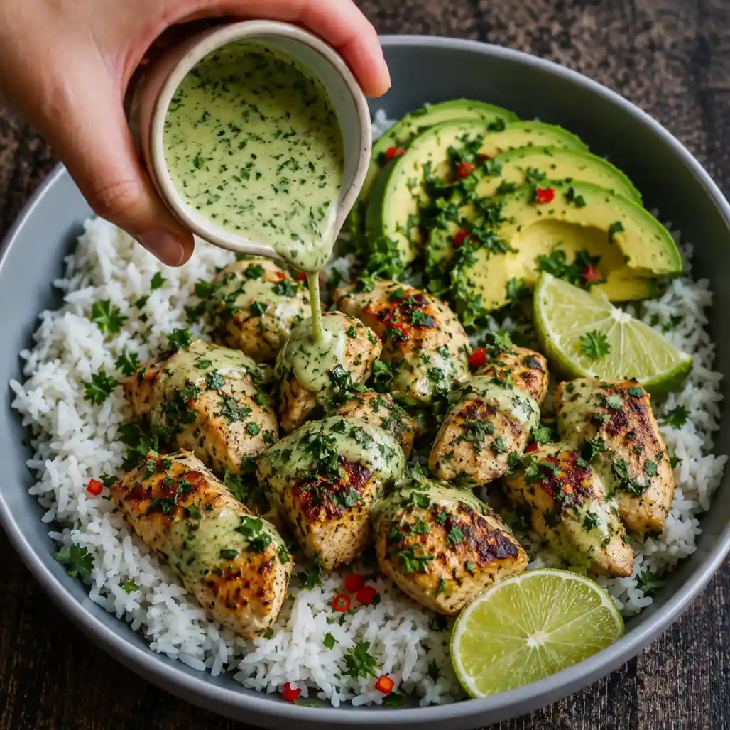 Lime Chicken with Avocado and Jasmine Rice