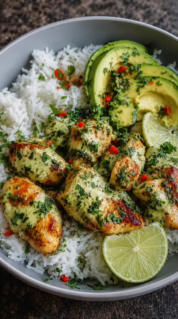 Lime Chicken with Avocado and Jasmine Rice