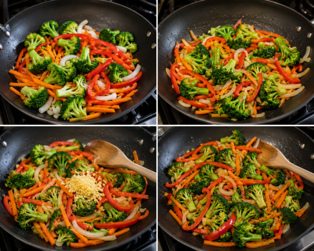 Stir-fry process in action

