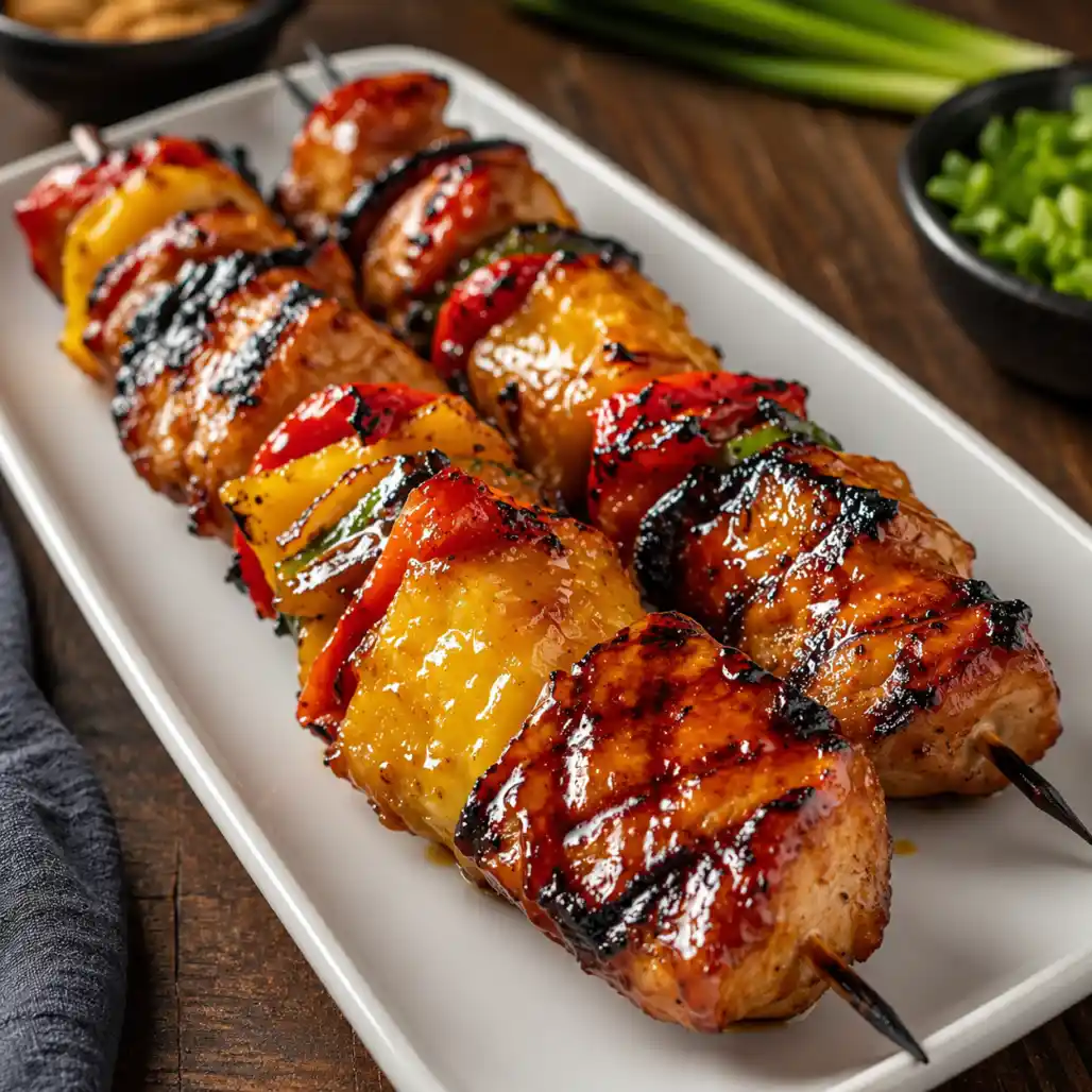 Juicy Grilled Pineapple Teriyaki Chicken Kabobs