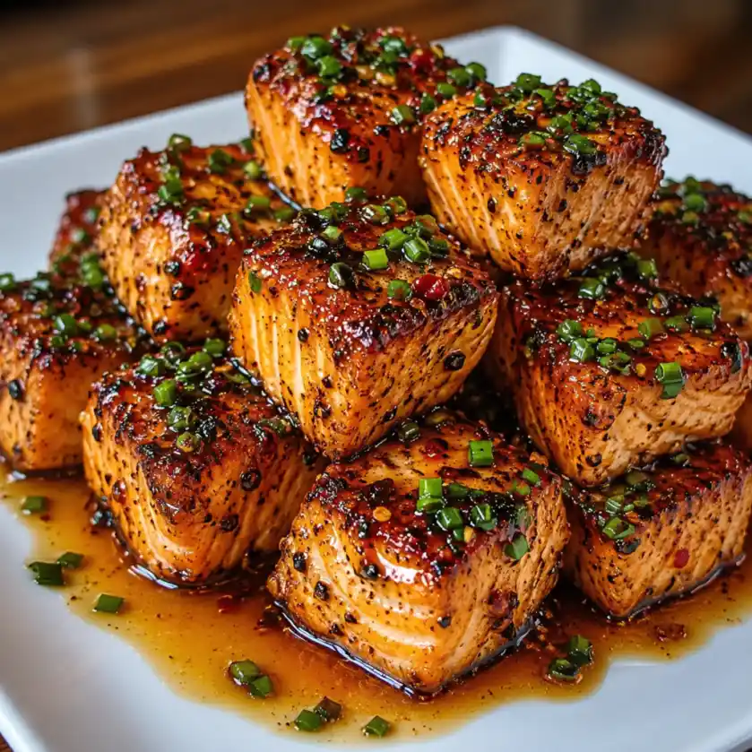 Spicy Sweet Hot Honey Salmon Bites