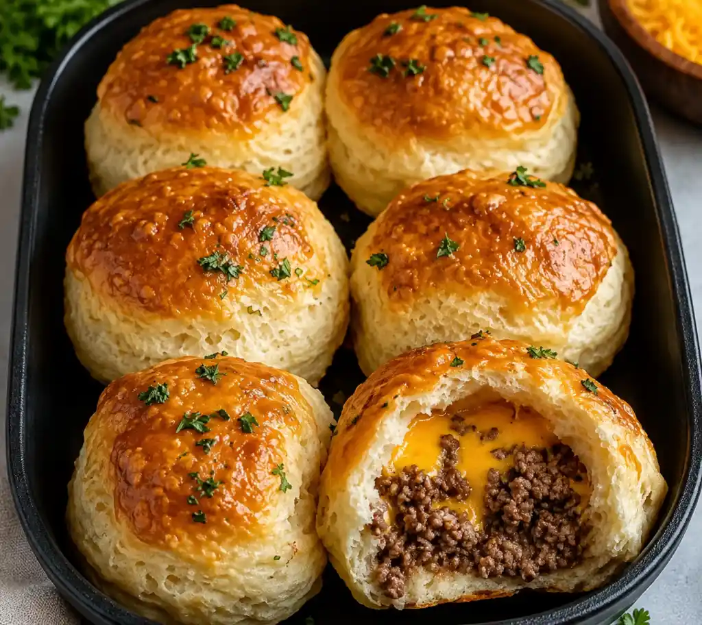 Cheesy Garlic Butter Beef Biscuit Bombs