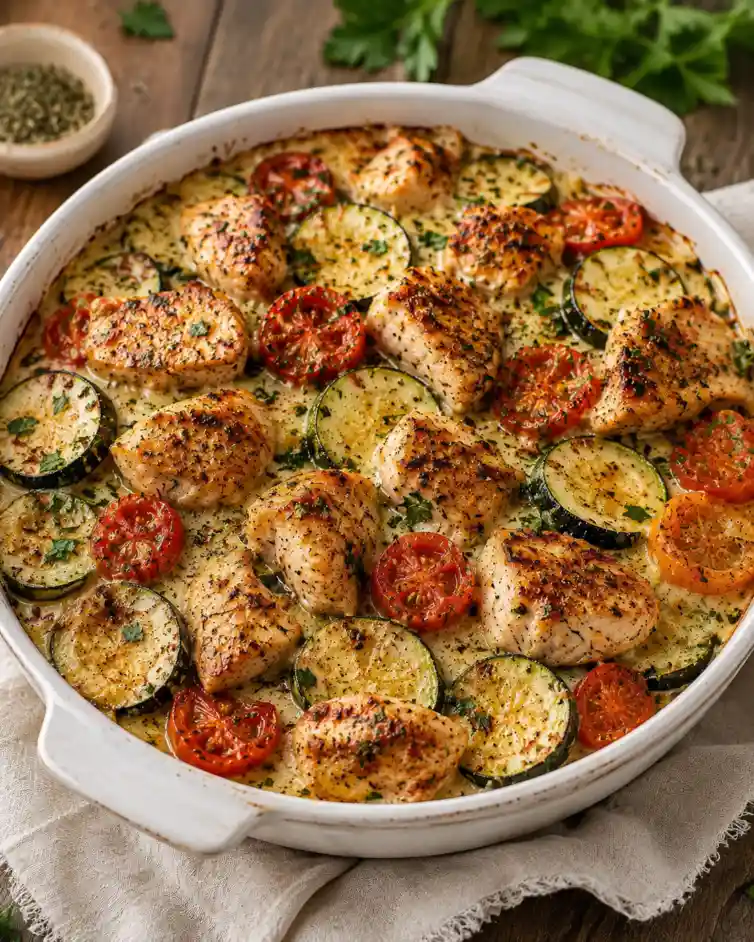 Savory Mediterranean Chicken Zucchini Bake
