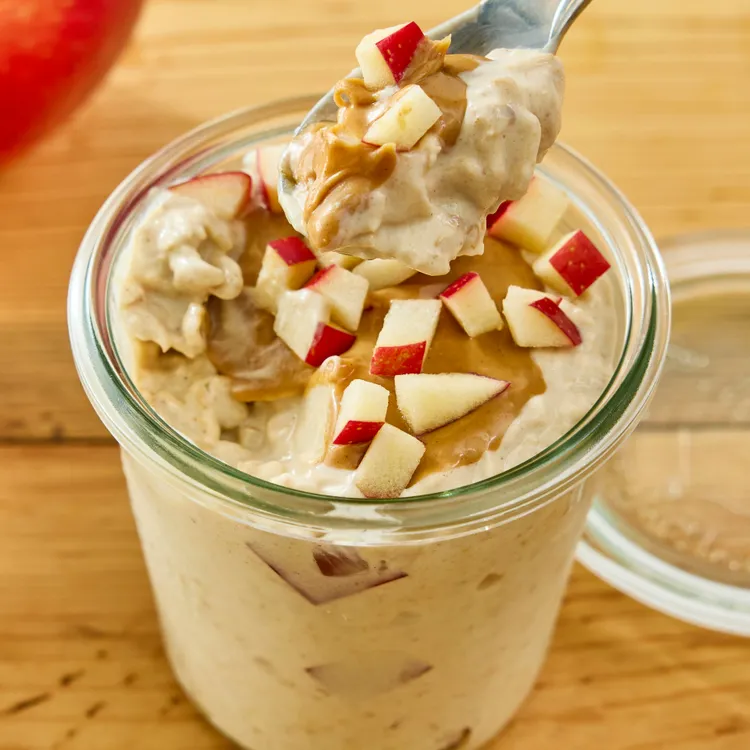 High Protein Apple and Peanut Butter Overnight Oats