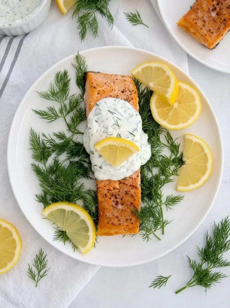 Easy Baked Salmon with Lemon Dill Sauce