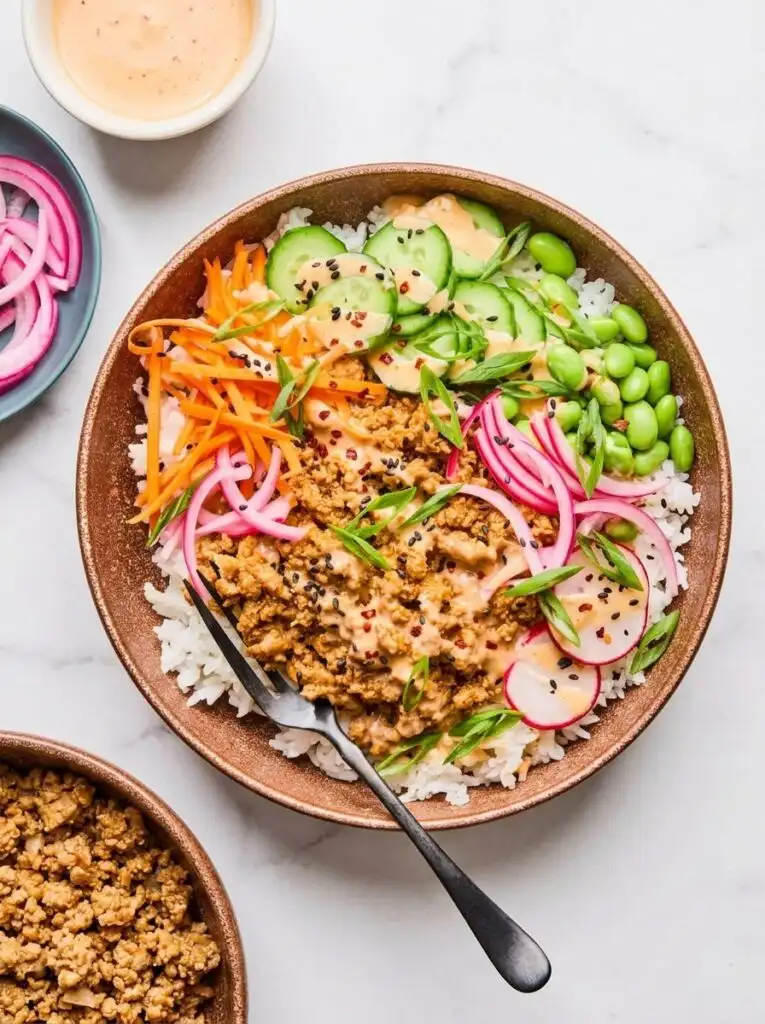 Ground Turkey Rice Bowls with Bang Bang Sauce