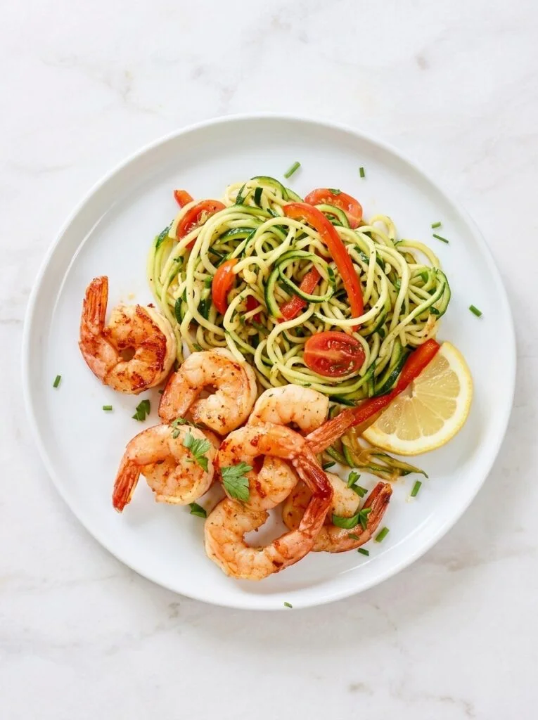 Shrimp & Zucchini Noodle Skillet