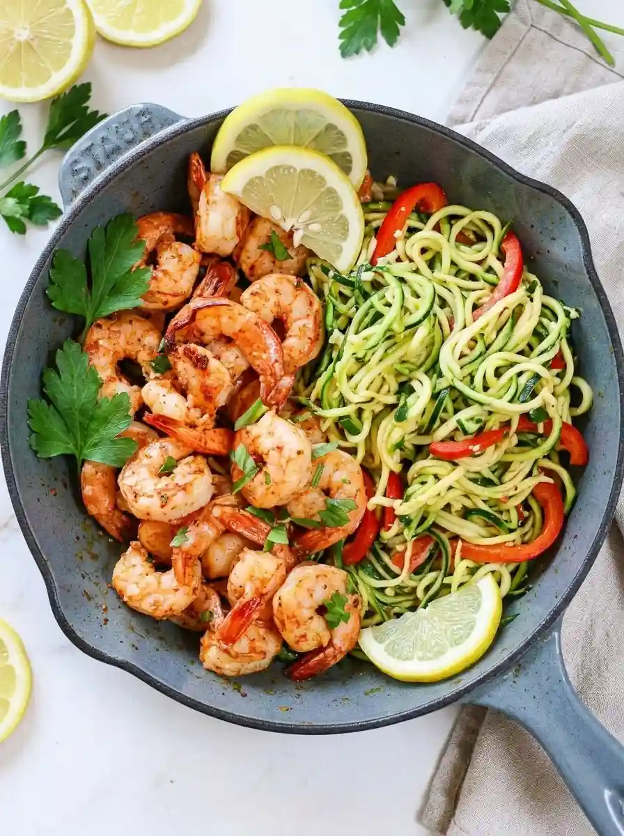 Shrimp & Zucchini Noodle Skillet
